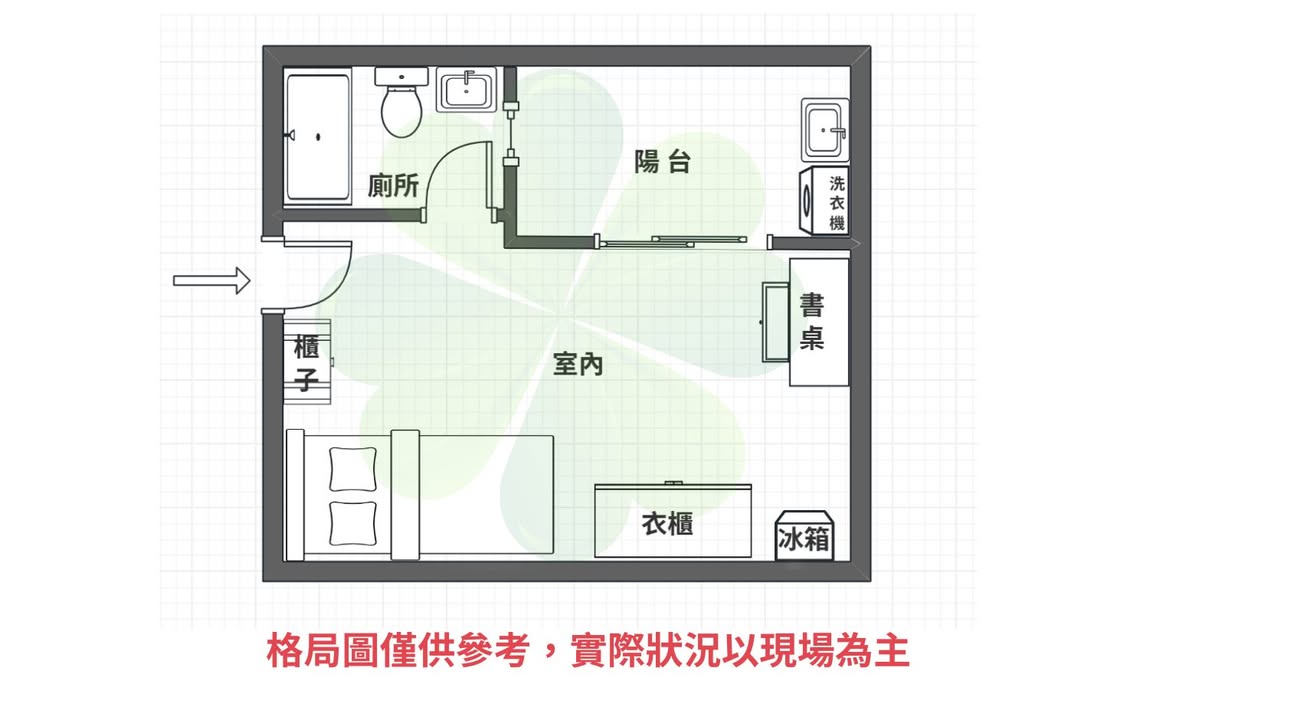 北大【大成路】精緻陽台大套房 可兩人住