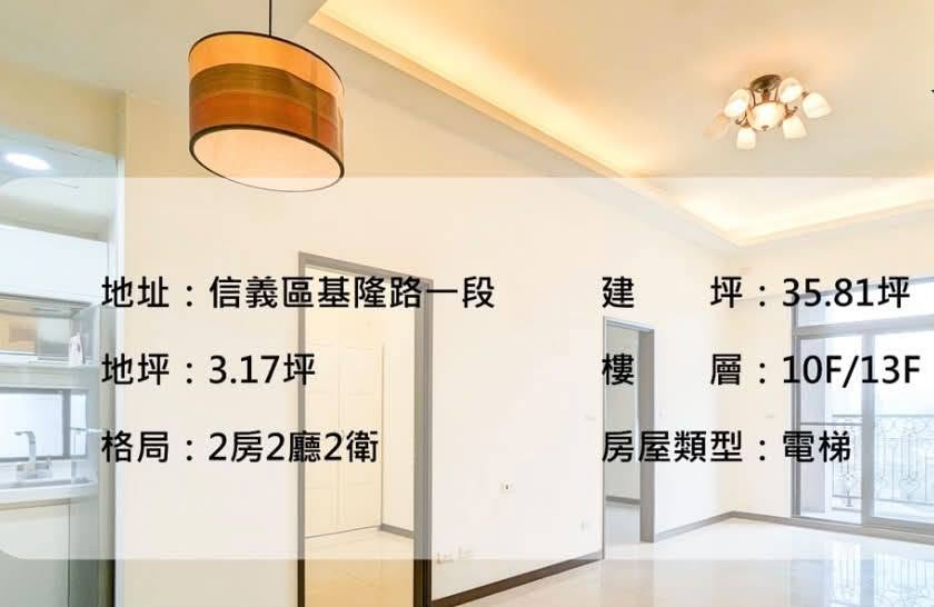 信義區基隆路旁 稀有10年電梯新屋 採光兩房整層出租